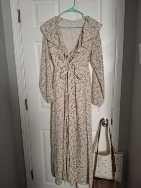 In Bloom Cream Floral Ruffle Wrap Maxi Dress